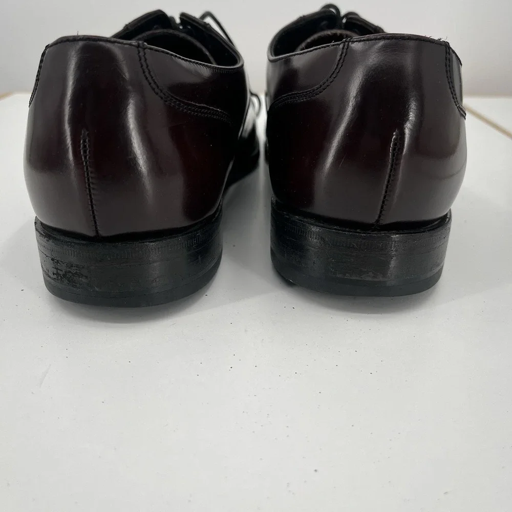 FLORSHEIM Men's 10D Brown Burgundy Leather Oxfords Cap Toe High Shine Dress Shoe